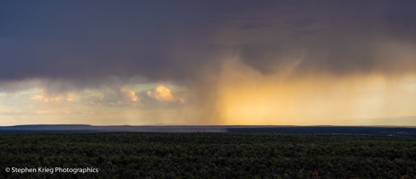 Cedar Mesa sunset shower panorama.